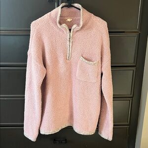 Hem & Thread Soft Pink Quarter-Zip Sweater